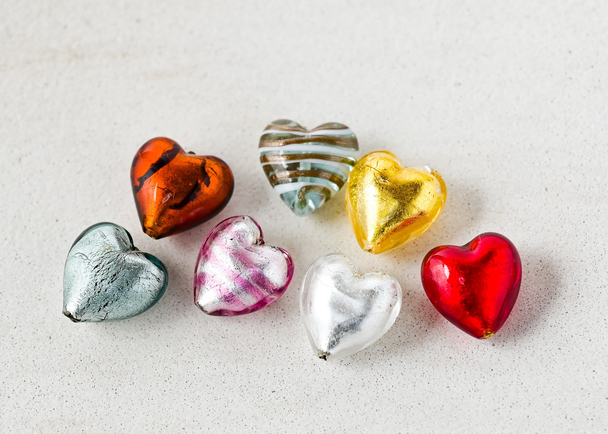 ベネチアンガラスビーズ ハート型 18ミリ | チェコガラスボタン専門店