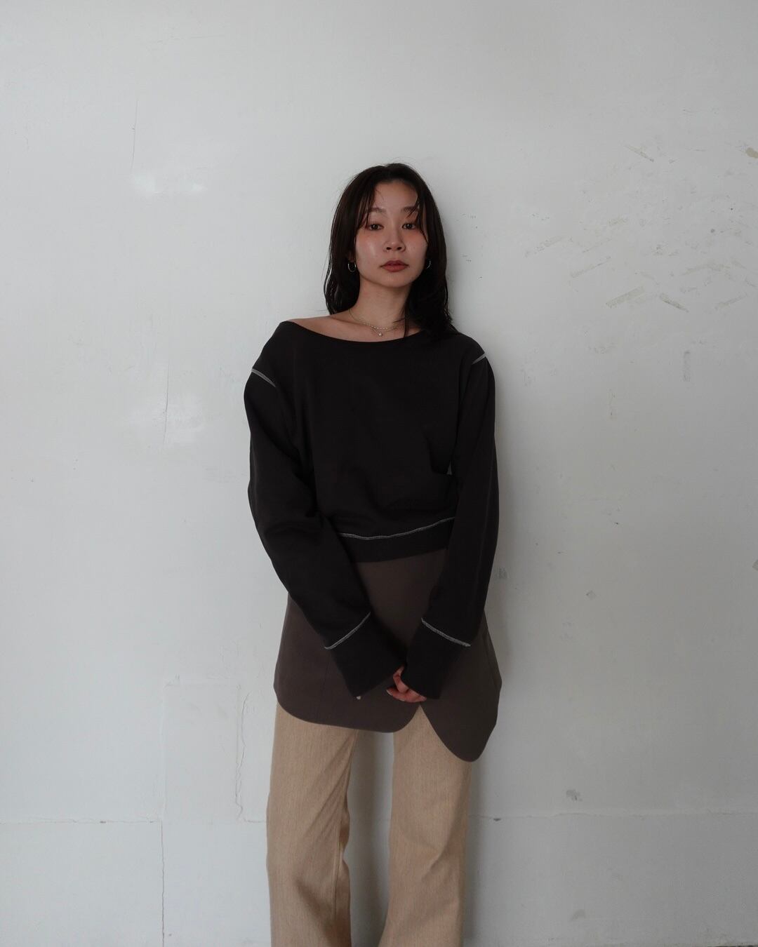 boatneck line sweat【charcoal gray】 | quūi