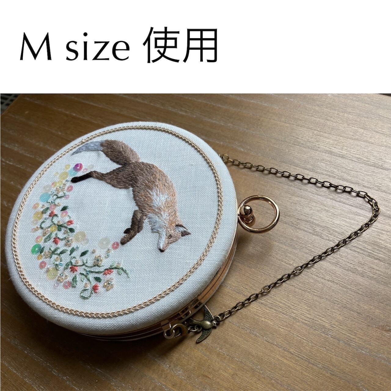 14cmのがま口ボックスにことりの持ち手Mサイズ使用