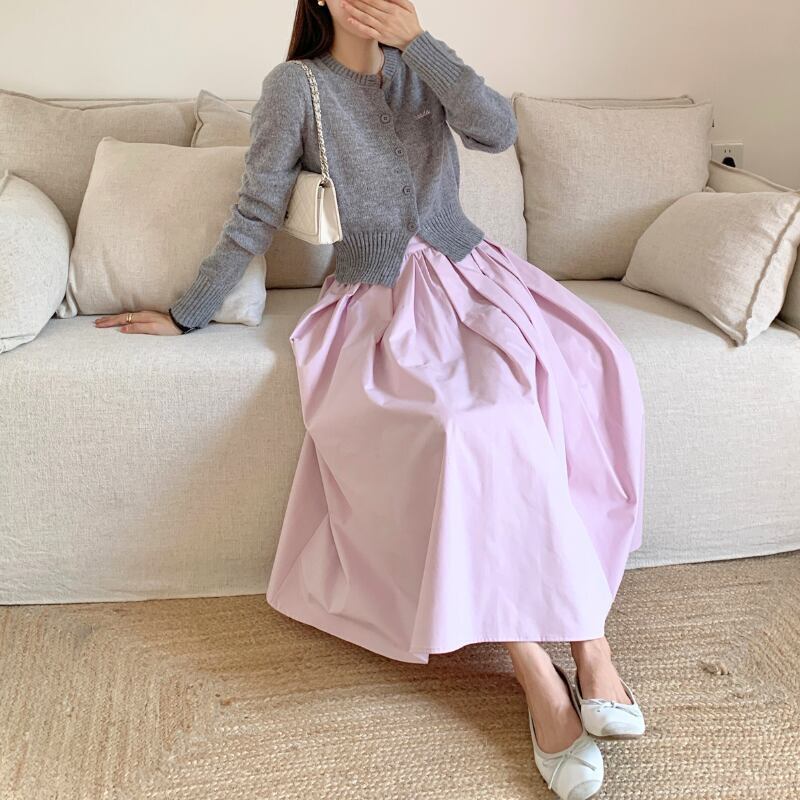 カーディガン＋フレアスカートセット　10413