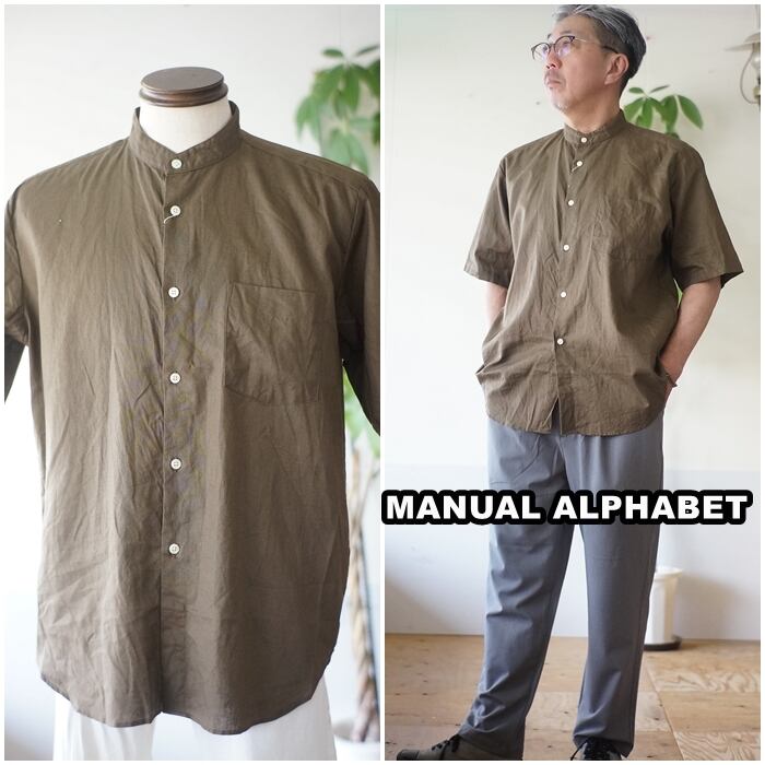 MANUAL マニュアルアルファベット　MA-S-783　半袖シャツ　L MANUAL ALPHABET マニュアルアルファベット MA-S-783 綿麻 コットン