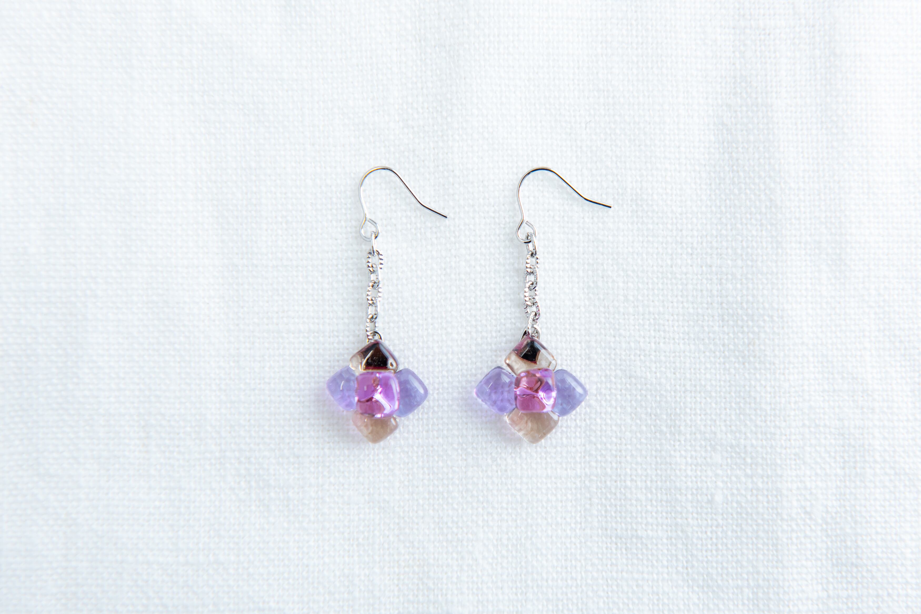 変色ガラス】緑色→ルバーブピンク色×【変色ガラス】ラベンダー色→青色×紫色