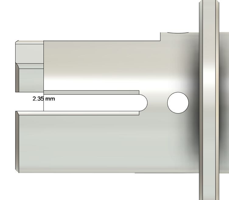 ホップアップチャンバーサイドスタビライザー用スペースのサイズ: 2,35+/-0,025mm