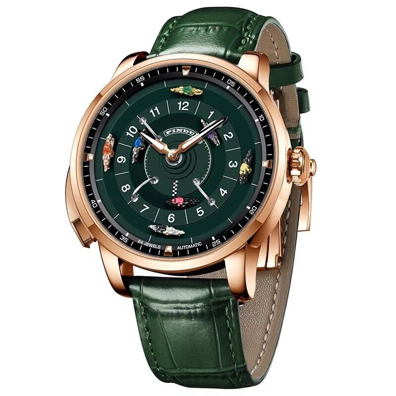 ゴールドケース＆文字盤ダークグリーン：グリーンベルト