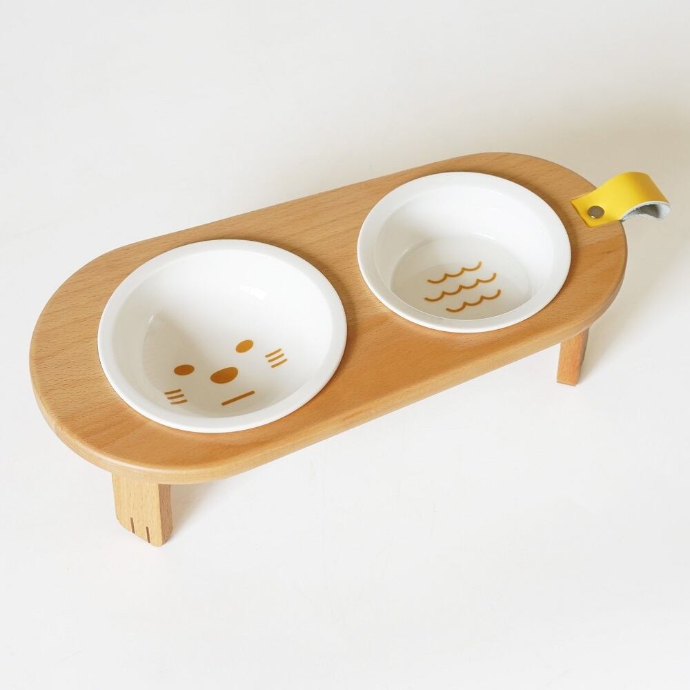 ワンちゃんネコちゃん用食事台 もぐもぐスタンド フードボウル 陶器 猫用 小型犬用 ご飯台 食事台