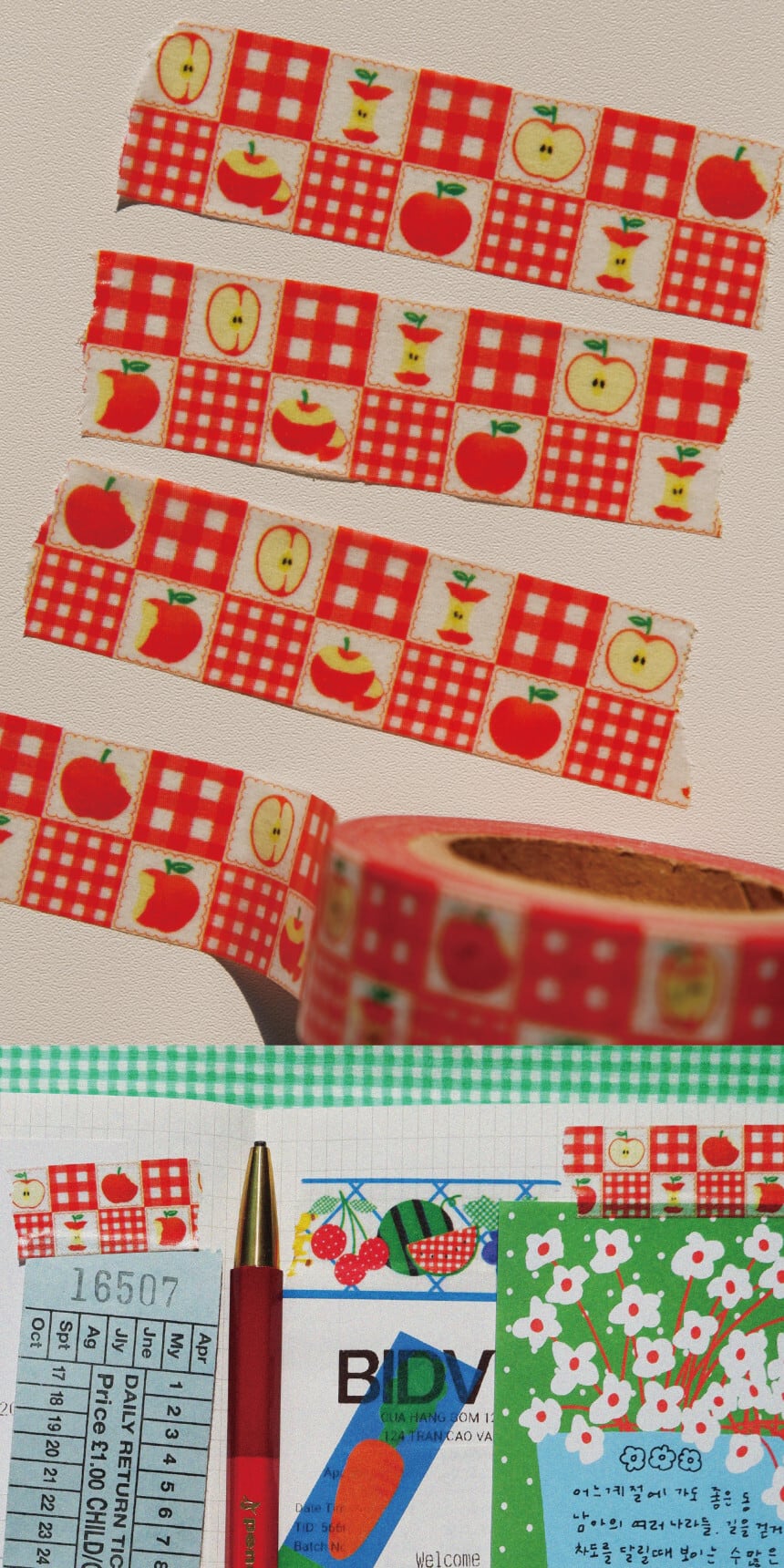 fruit fries】マスキングテープ Apple Picnic | 韓国文具・雑貨