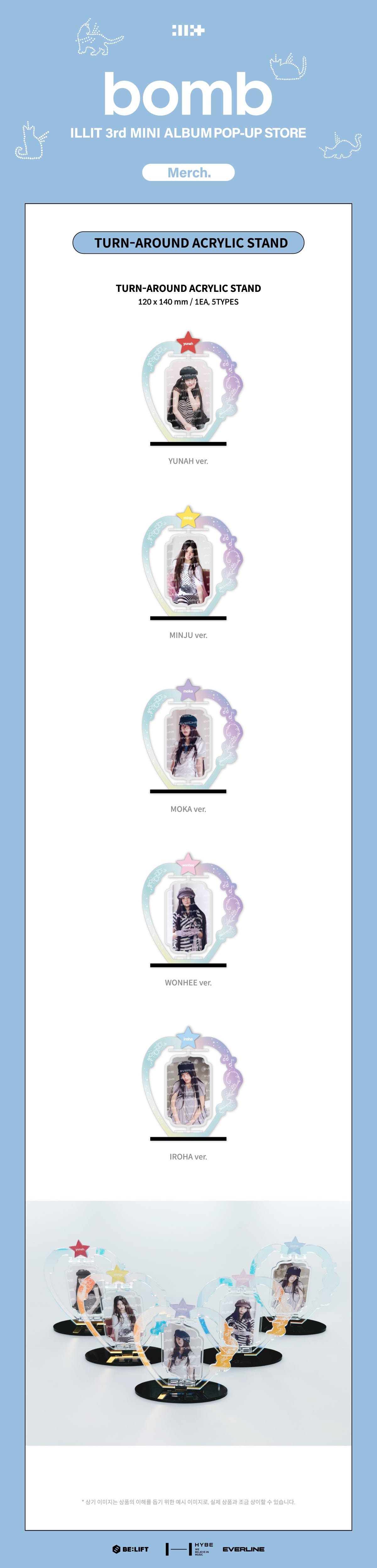 ILLIT] TURN-AROUND ACRYLIC STAND 3rd Mini Album 'bomb' POP-UP