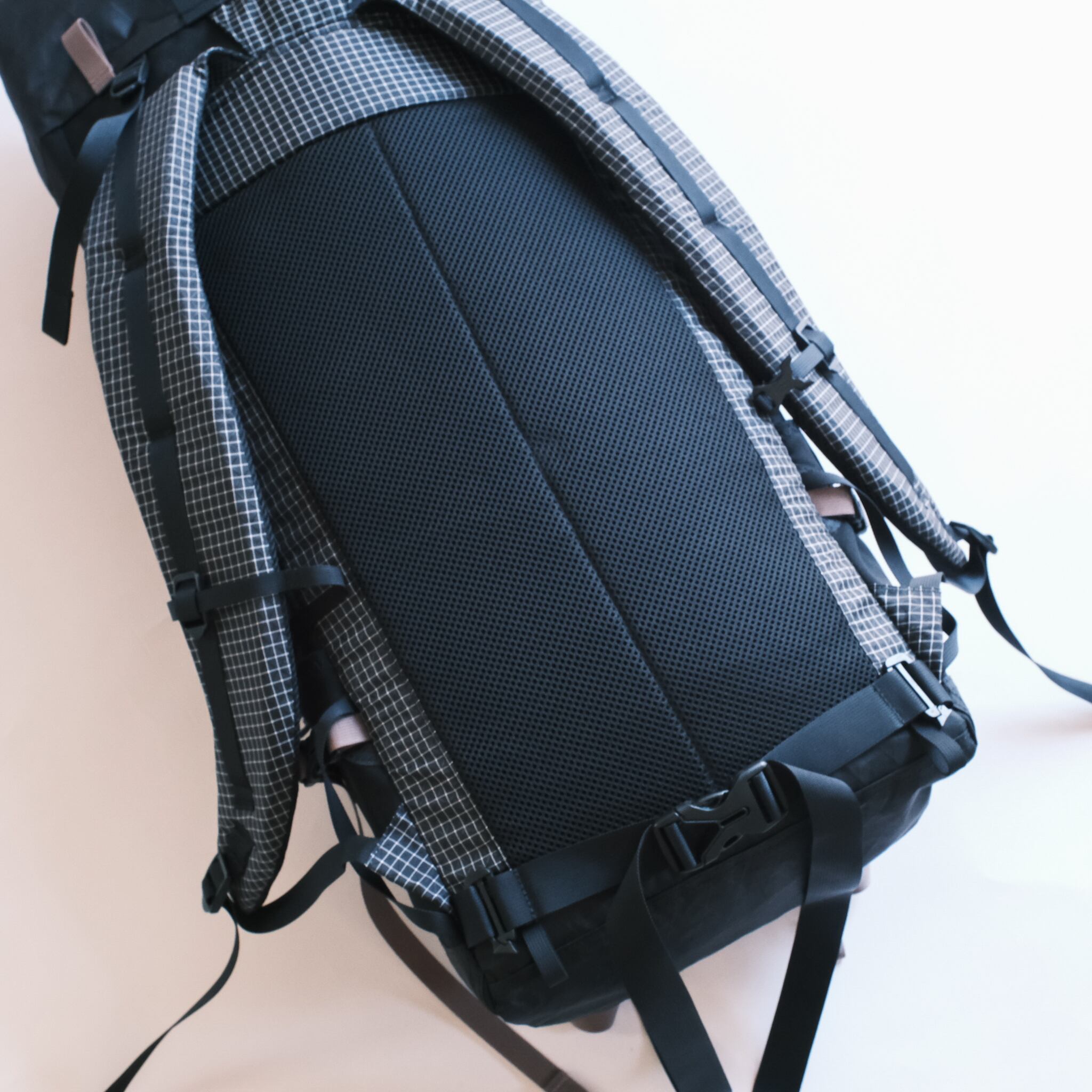 背面メッシュ、中は硬めのパッドで出し入れ可能