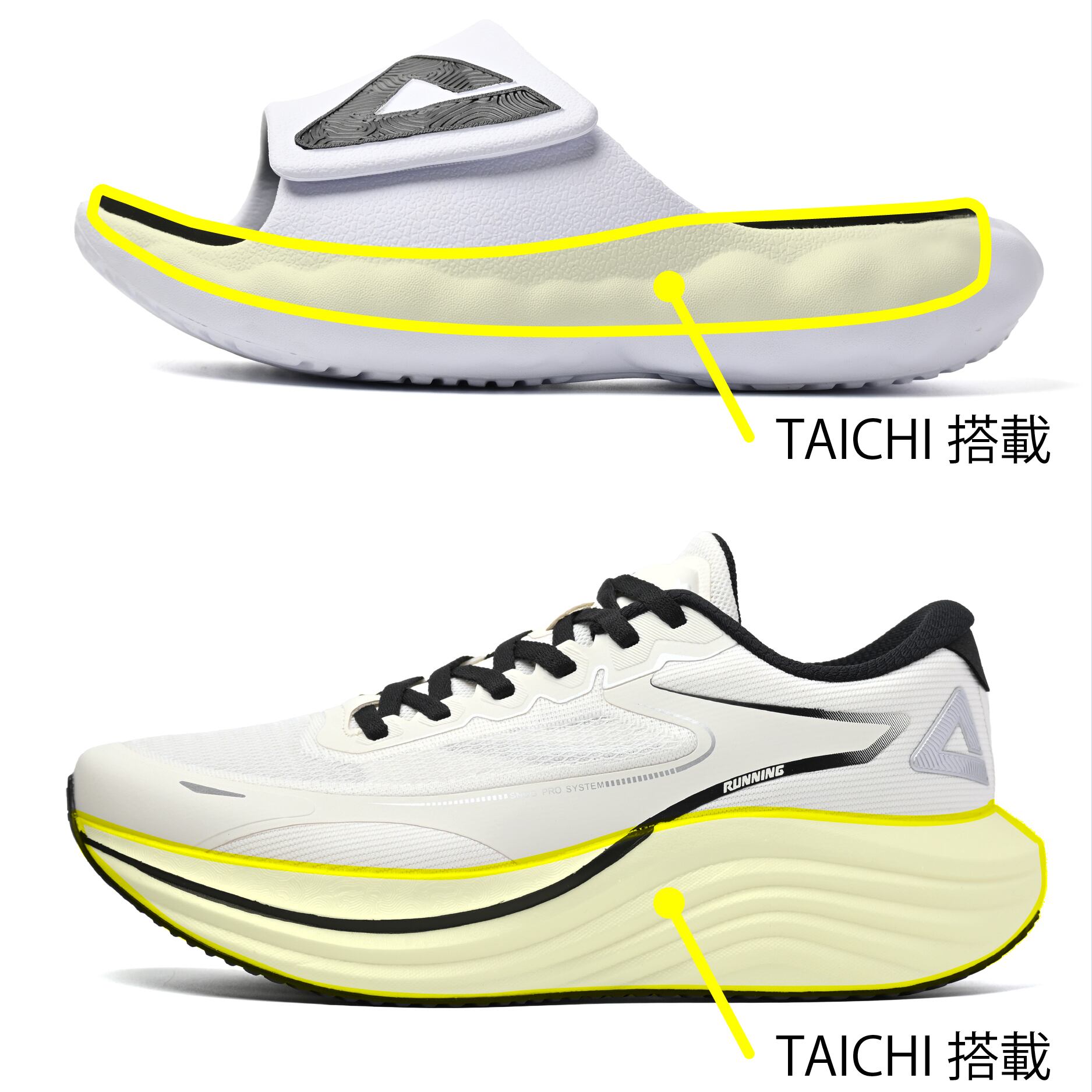 靴底全面に搭載されたTAICHIミッドソールが、新たな体験へと導きます。