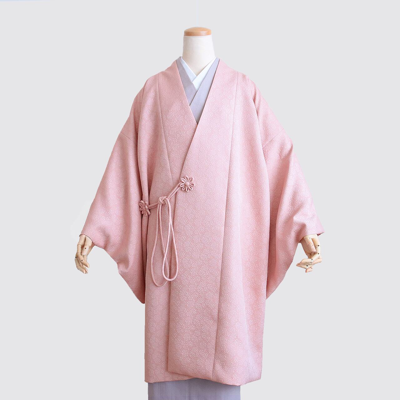 バラ柄ふくれ織りジャガード道中着ピンク