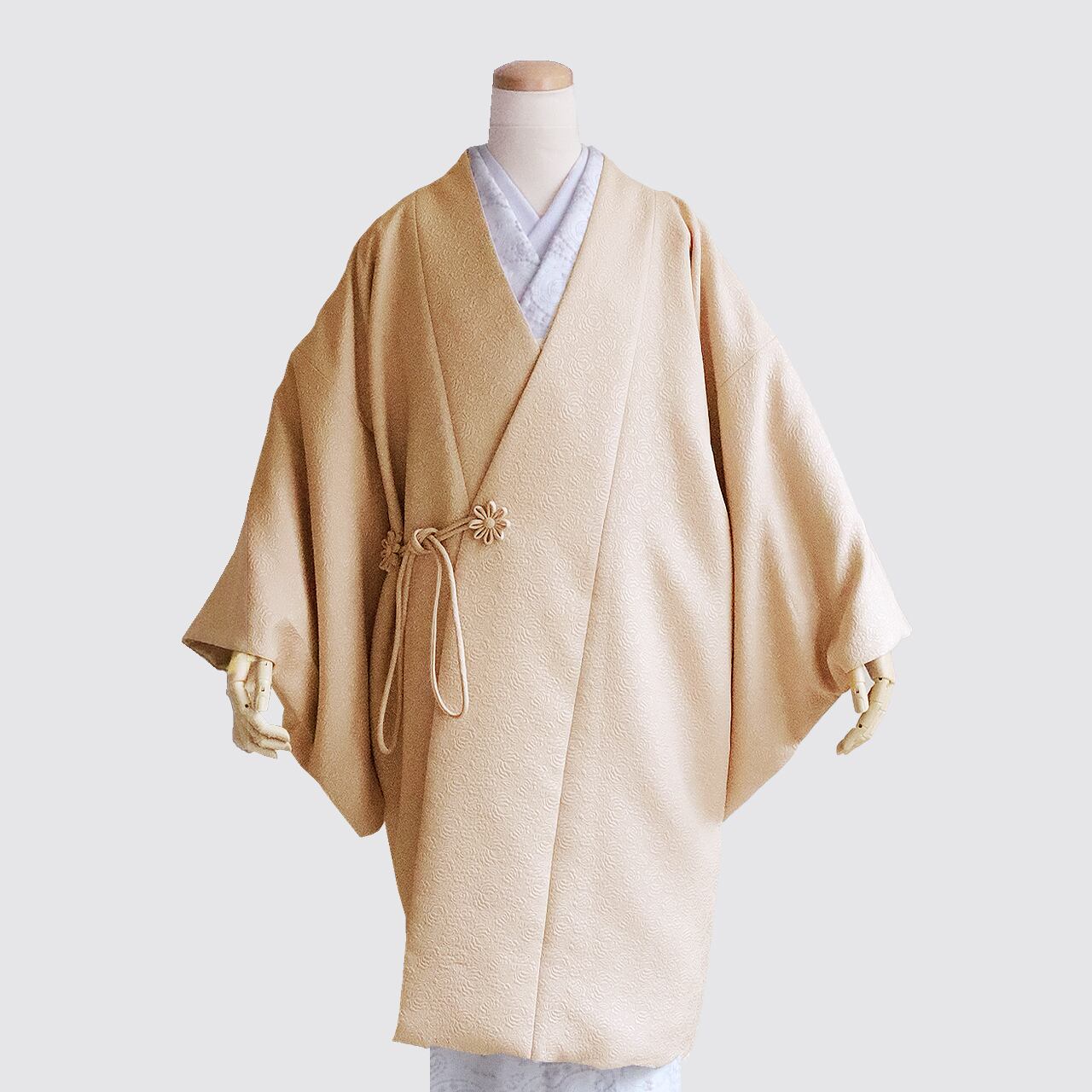 バラ柄ふくれ織りジャガード道中着ベージュ