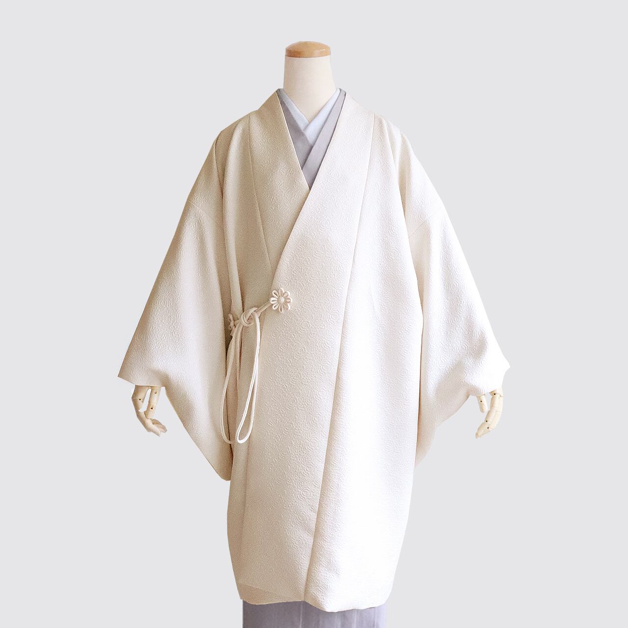 バラ柄ふくれ織りジャガード道中着オフホワイト