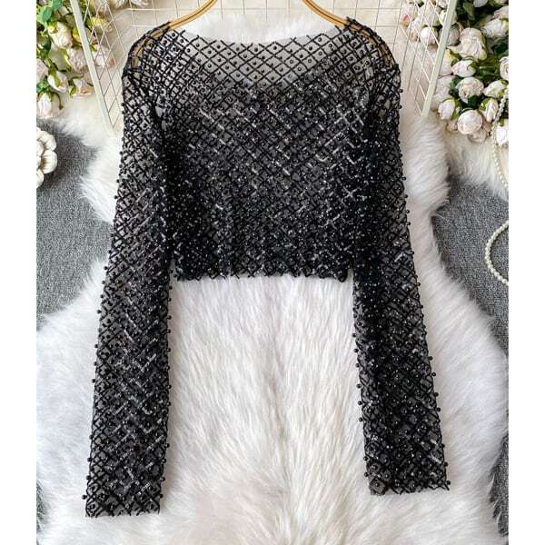 パール スパンコール ショート カットソー 235761