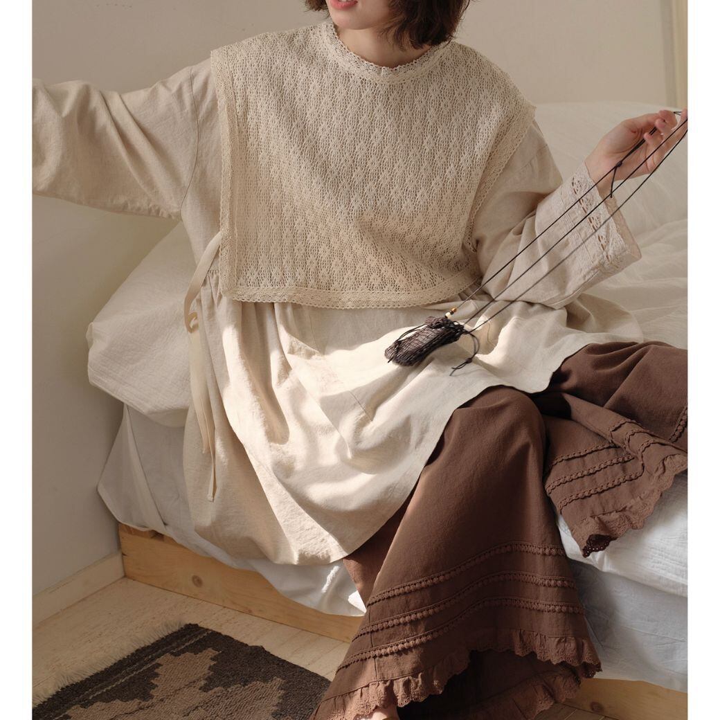 crochet cardigan vest <2colors>