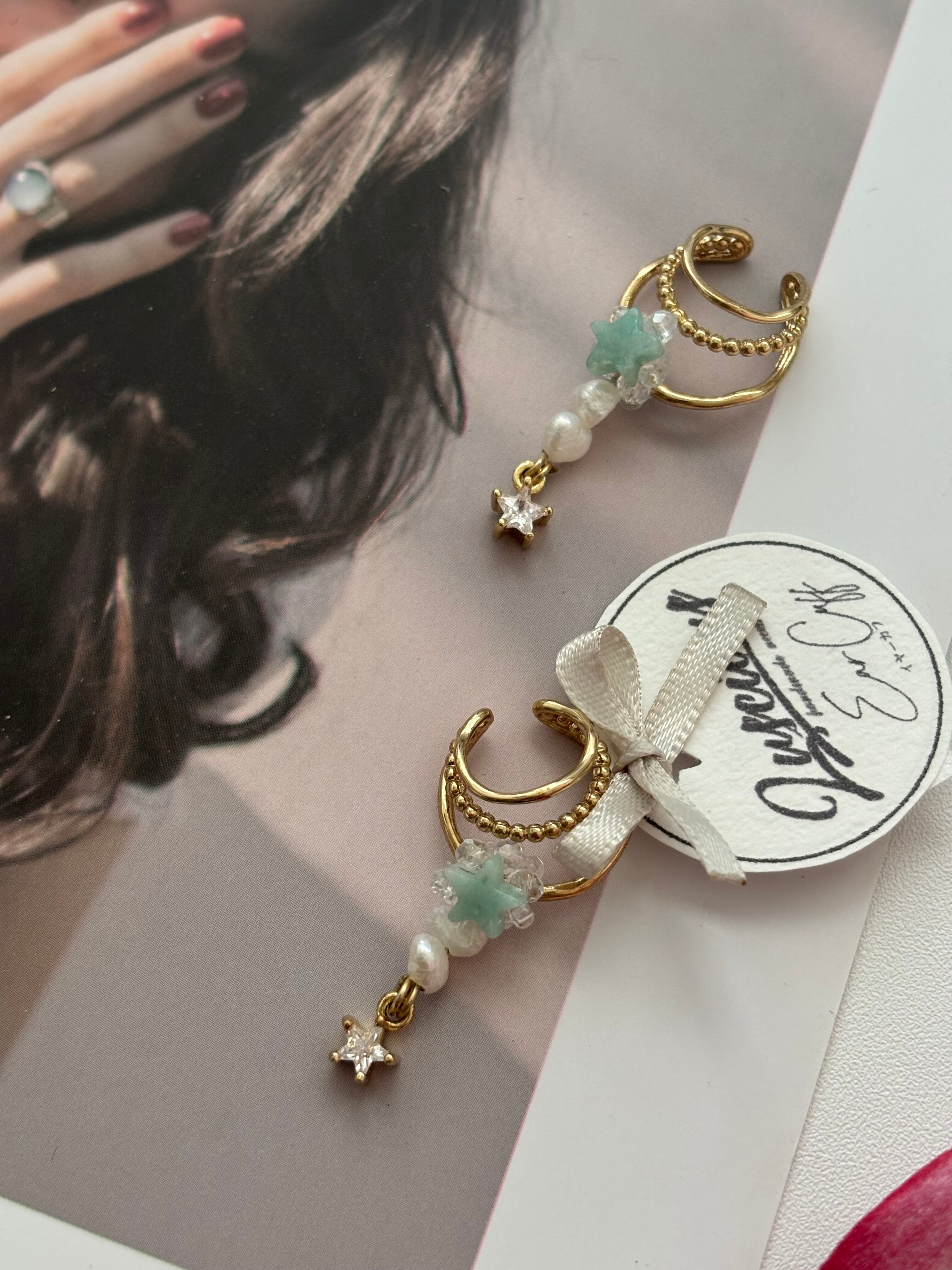 (当ページ)etoile(ｴﾄﾜｰﾙ)アマゾナイトの星降るイヤーカフ