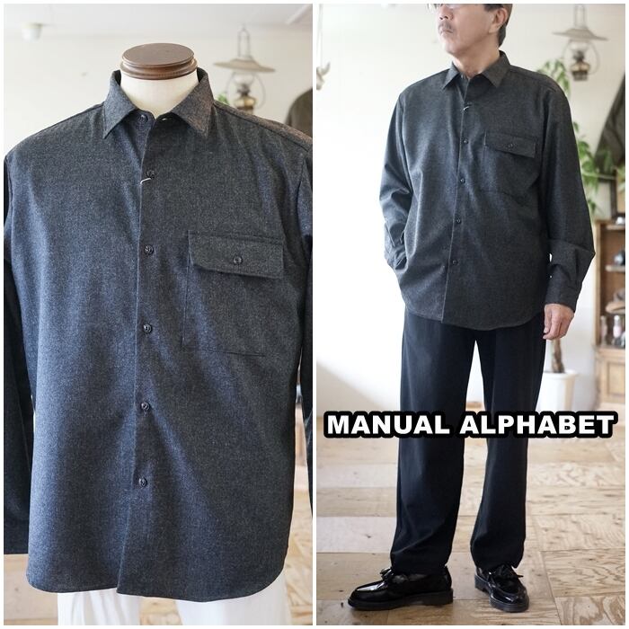 MANUAL ALPHABET マニュアルアルファベット ウールシャツ 長袖シャツ