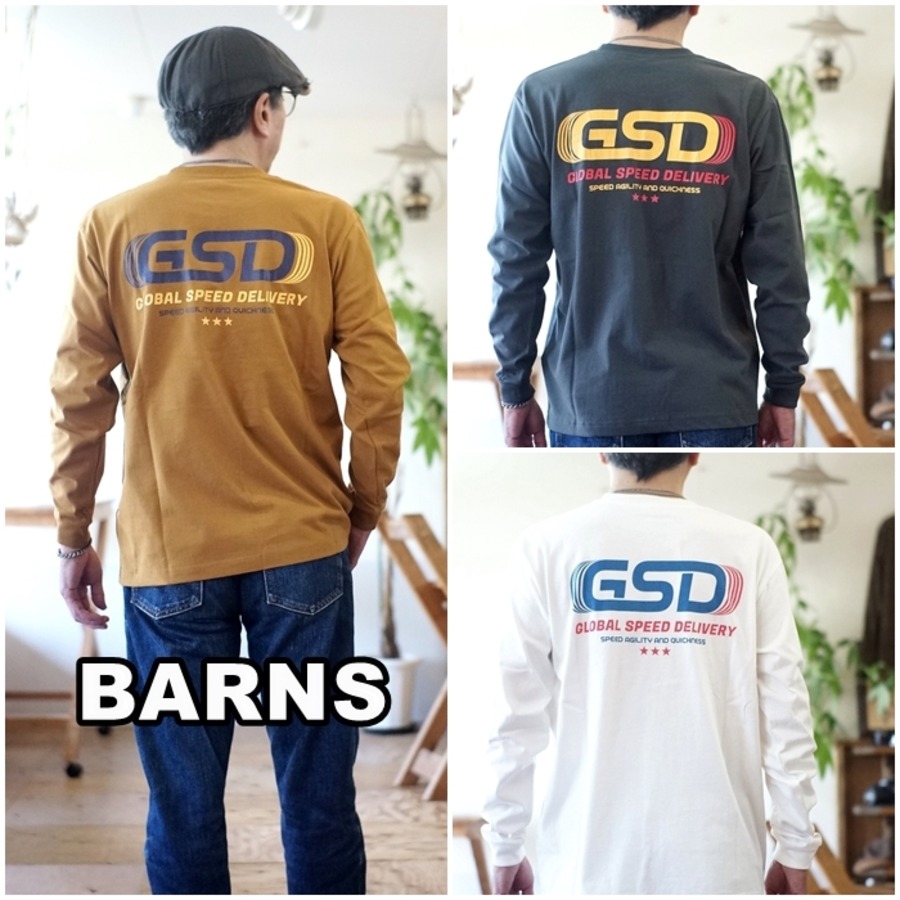バーンズ BARNS 長袖Tシャツ ロンT HOT-SHOT LS TEE プリント Tシャツ 