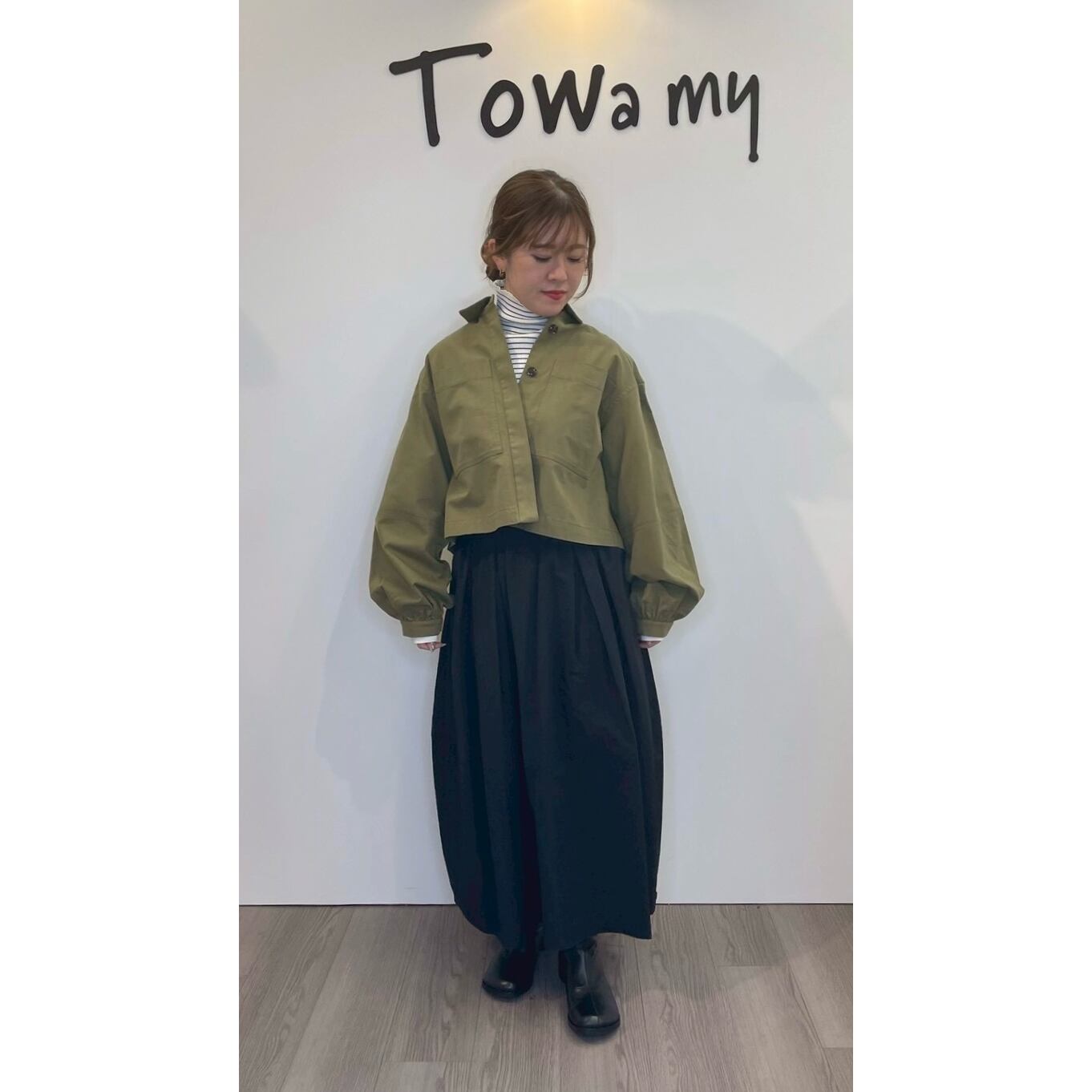 新宿店  148cm  /  着用カラー Off×Black（ボーダー柄）