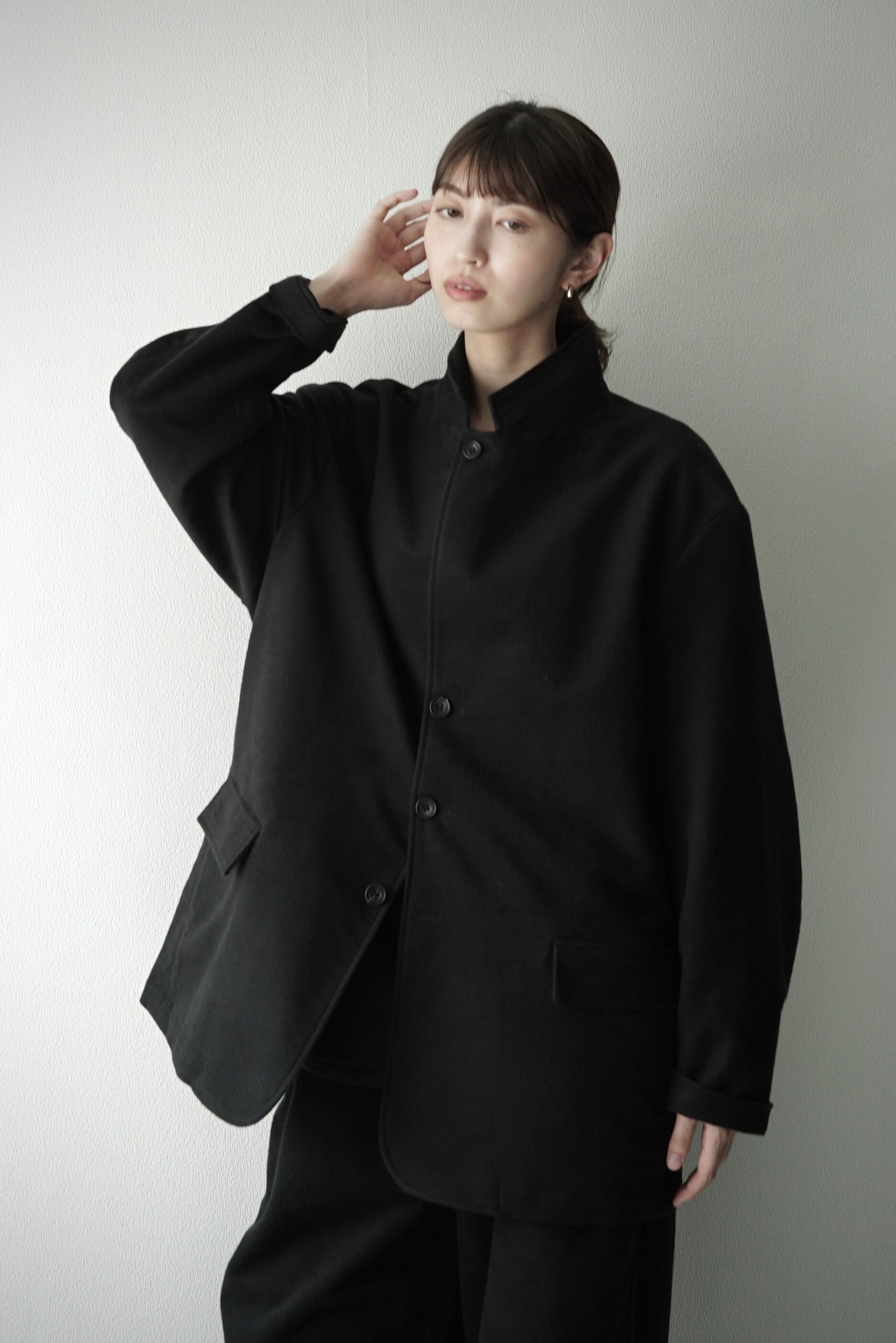 Cotton/Silk Mole Skin / Classic Jacket (Napped_BLACK) | C O L I N A