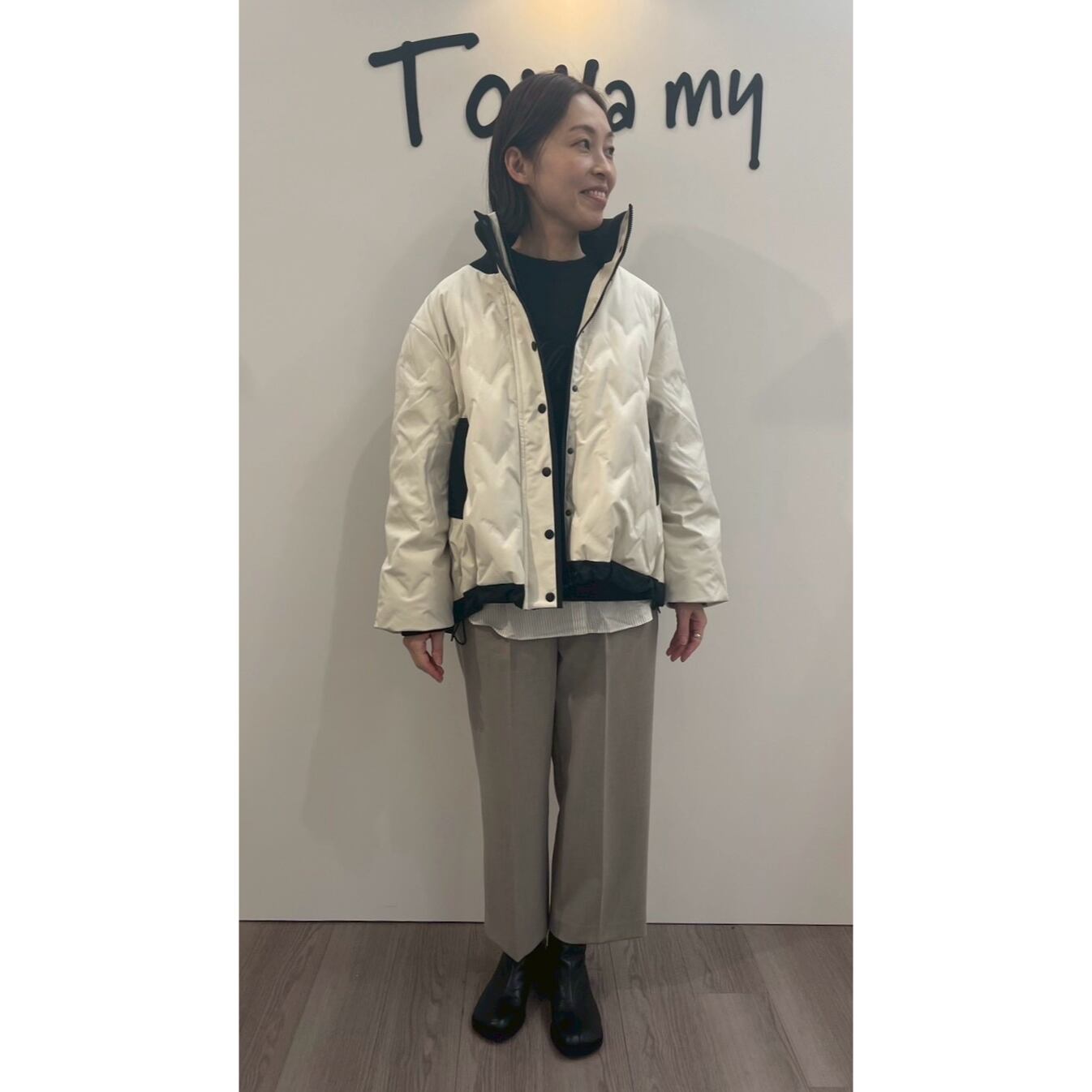 新宿店  162cm  /  着用カラー アイボリー×ブラック