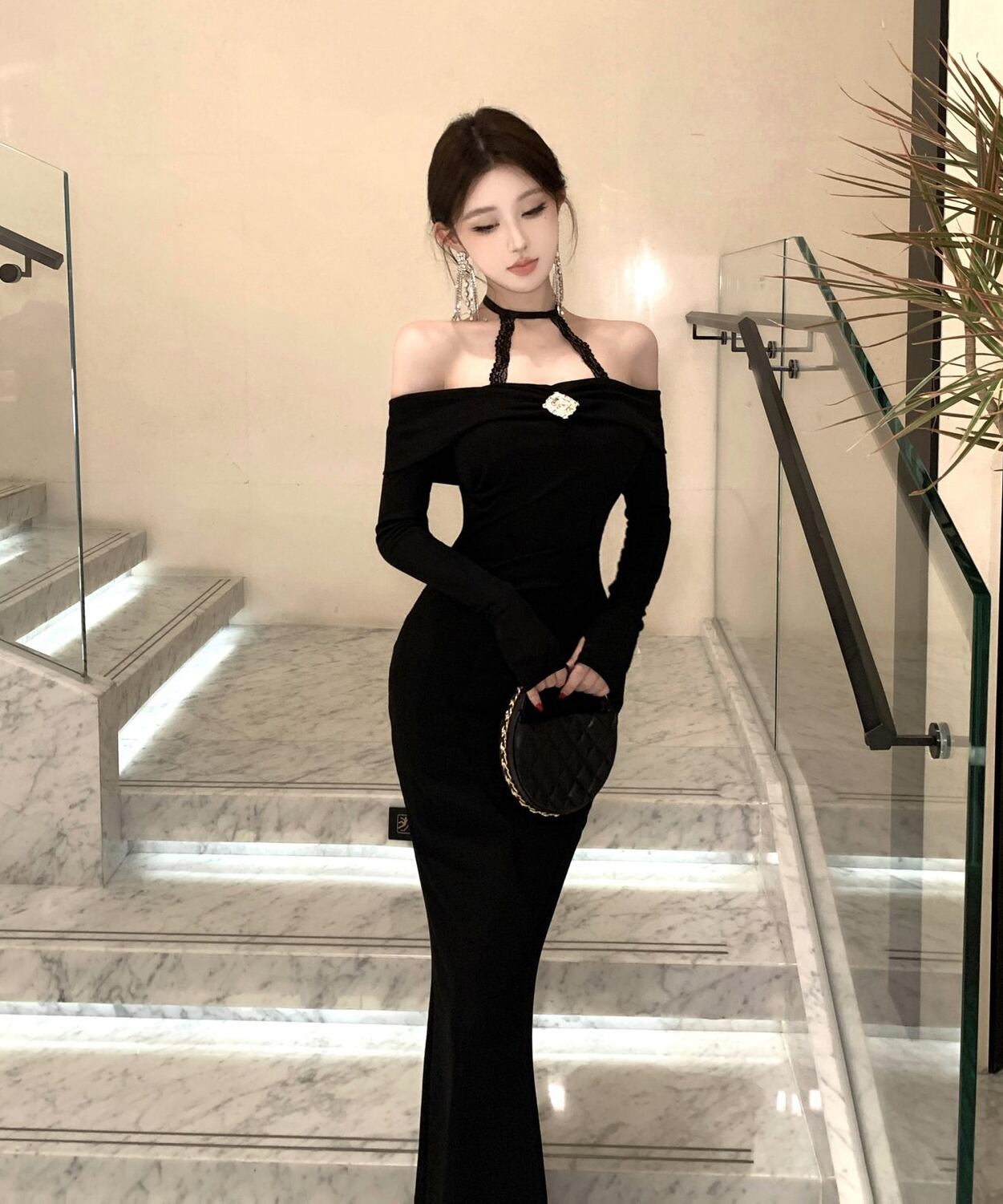 Lady's coco ロングドレス キャバドレス セクシー オフショルダー