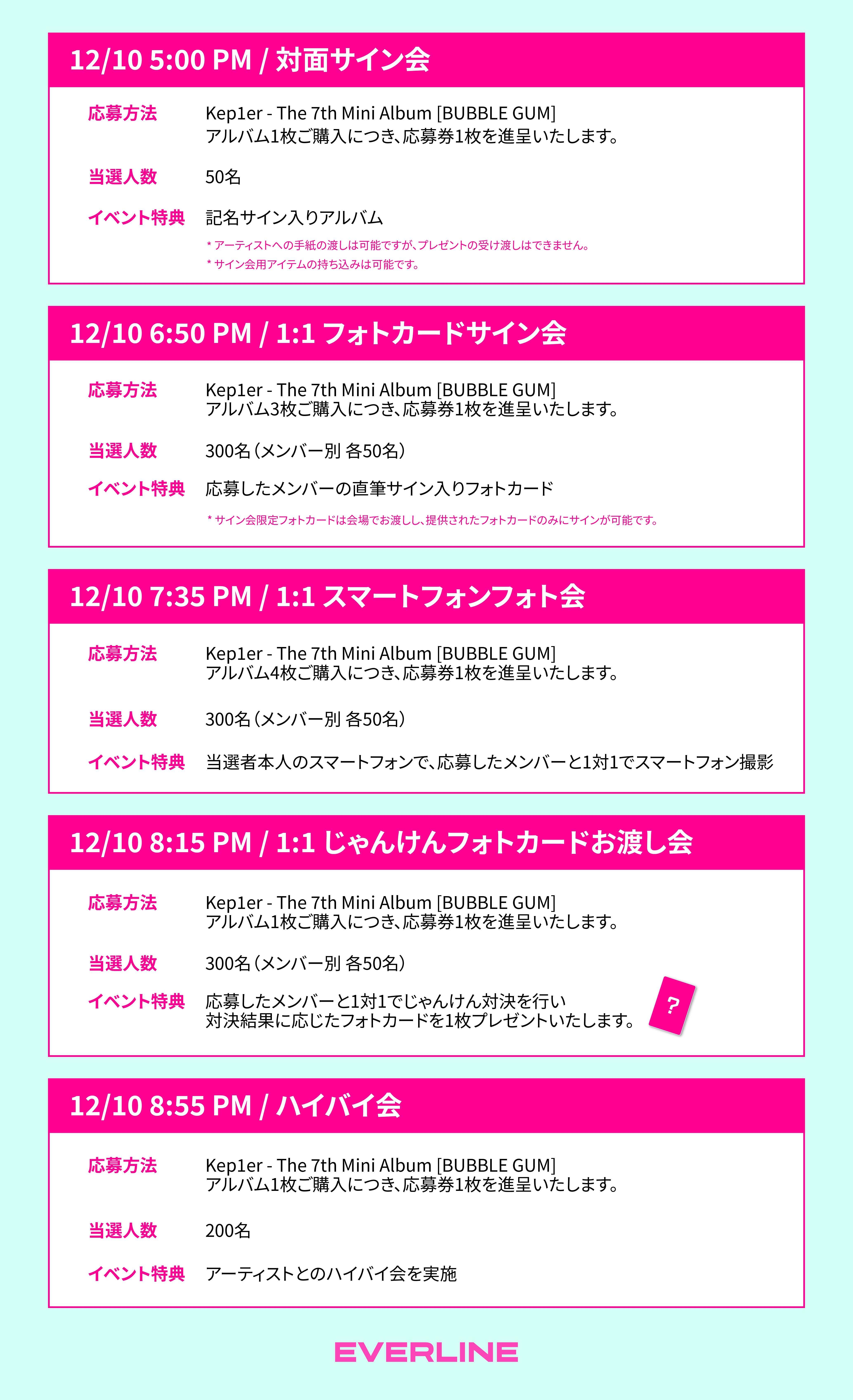 kep1er 中華 namil ny 上海サイン会 当選者限定 7枚セット 12/10 対面サイン会] Kep1er The 7th Mini Album [BUBBLE GUM] | EVERLINE