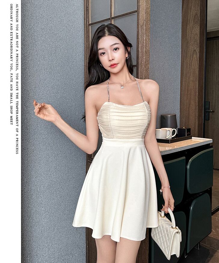3色】ミニドレス キャバドレス セクシー チューブトップ Aラインワンピ