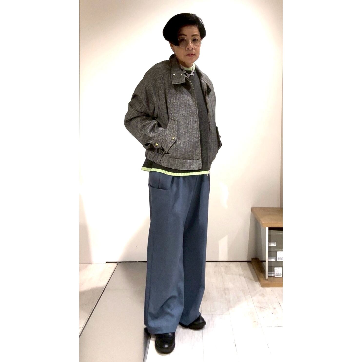 千葉店 155cm  /  着用カラー Charcoal/Lime Yellow