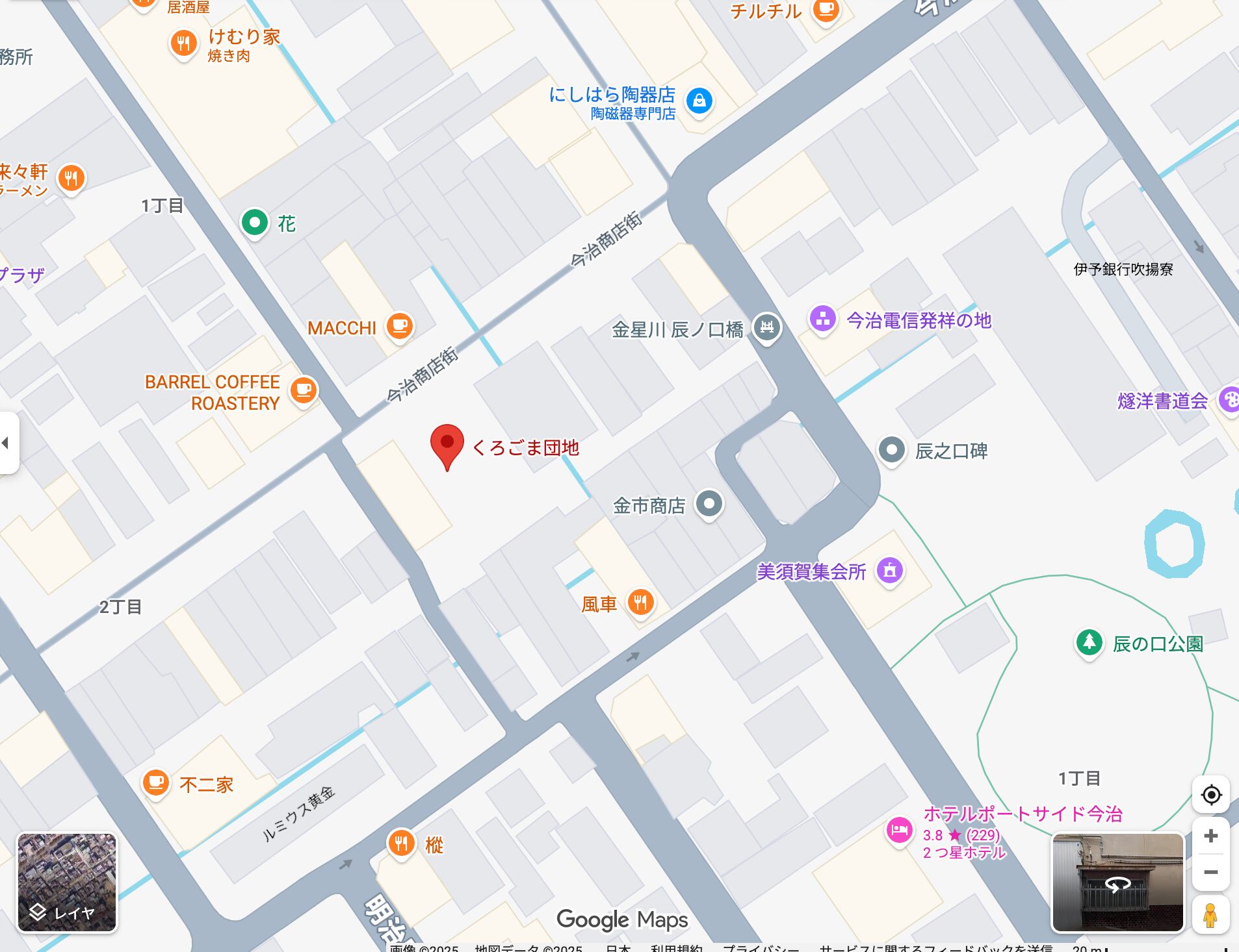 くろごま団地の簡単なマップです。愛媛県今治市常盤町2-1-20