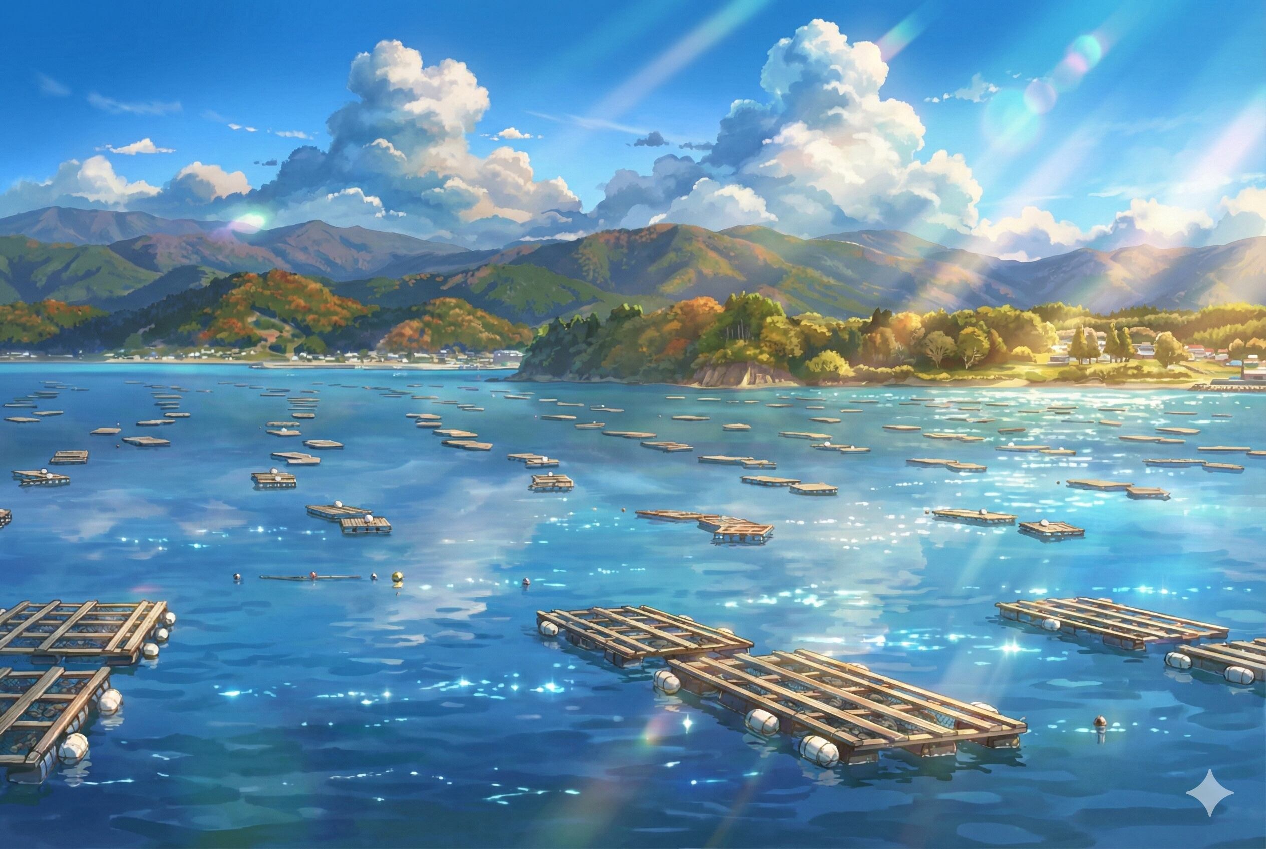 三陸広田湾は、広田半島と唐桑半島に囲まれたリアス式海岸の特徴を持ちます。