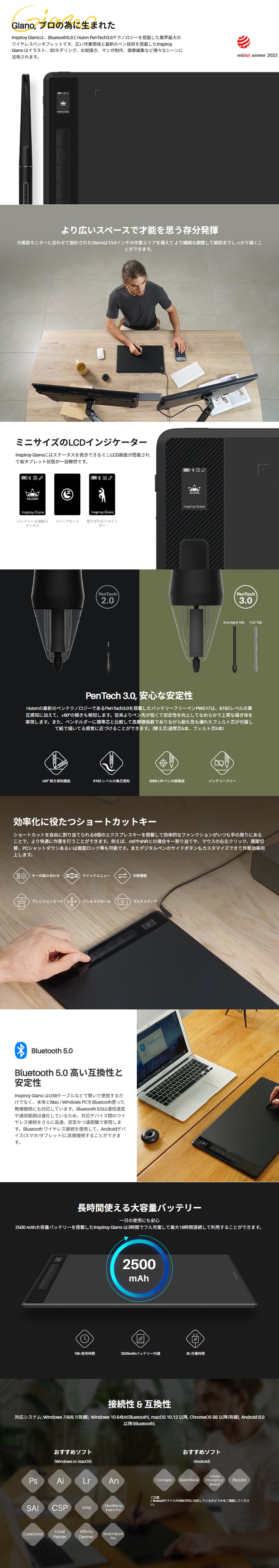 Inspiroy Giano (G930L) ペンタブ｜日本法人公式・2年保証｜Huion