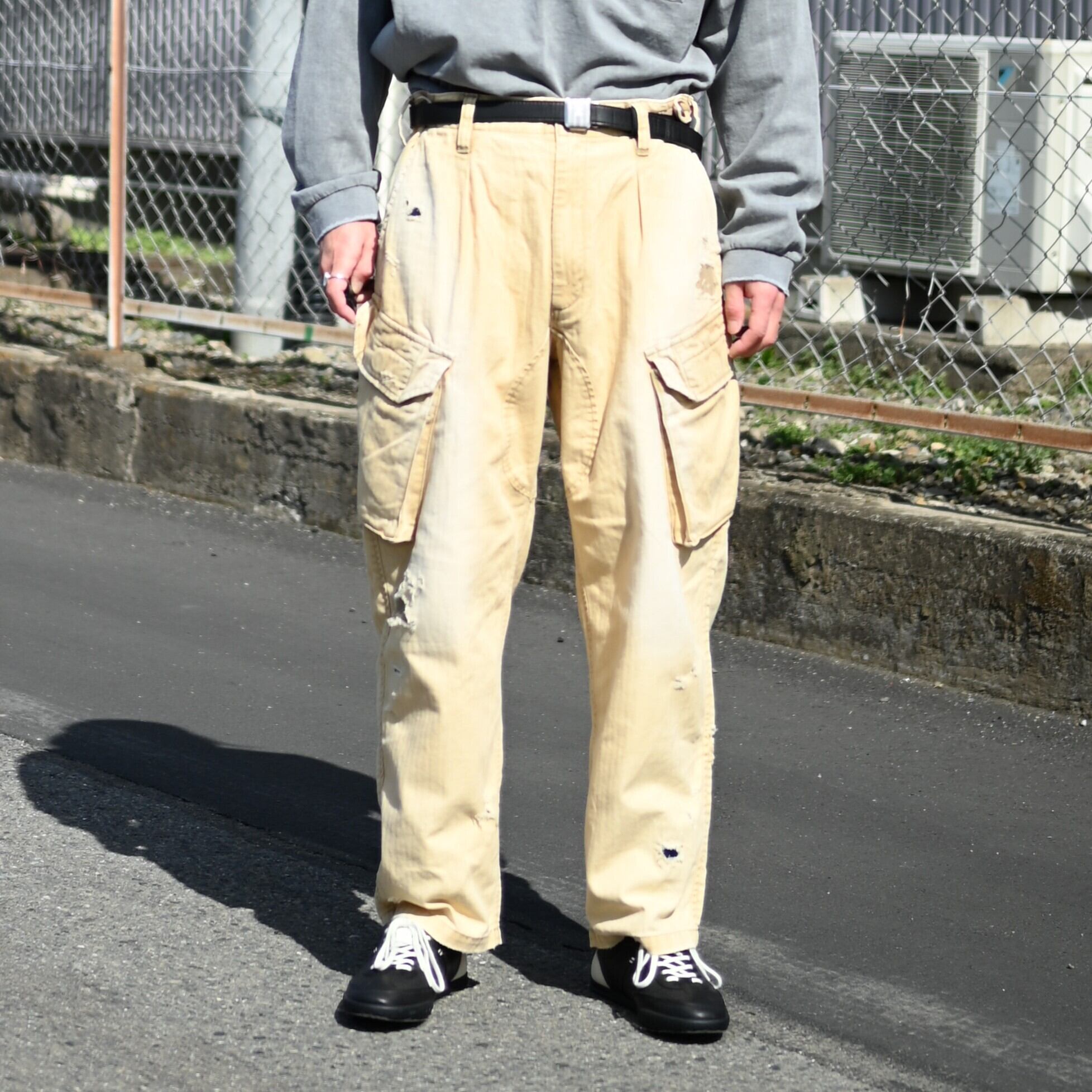 ANACHRONORM / REMAKED HERRINGBONE COMBAT CARGO TROUSERS | GANKO
