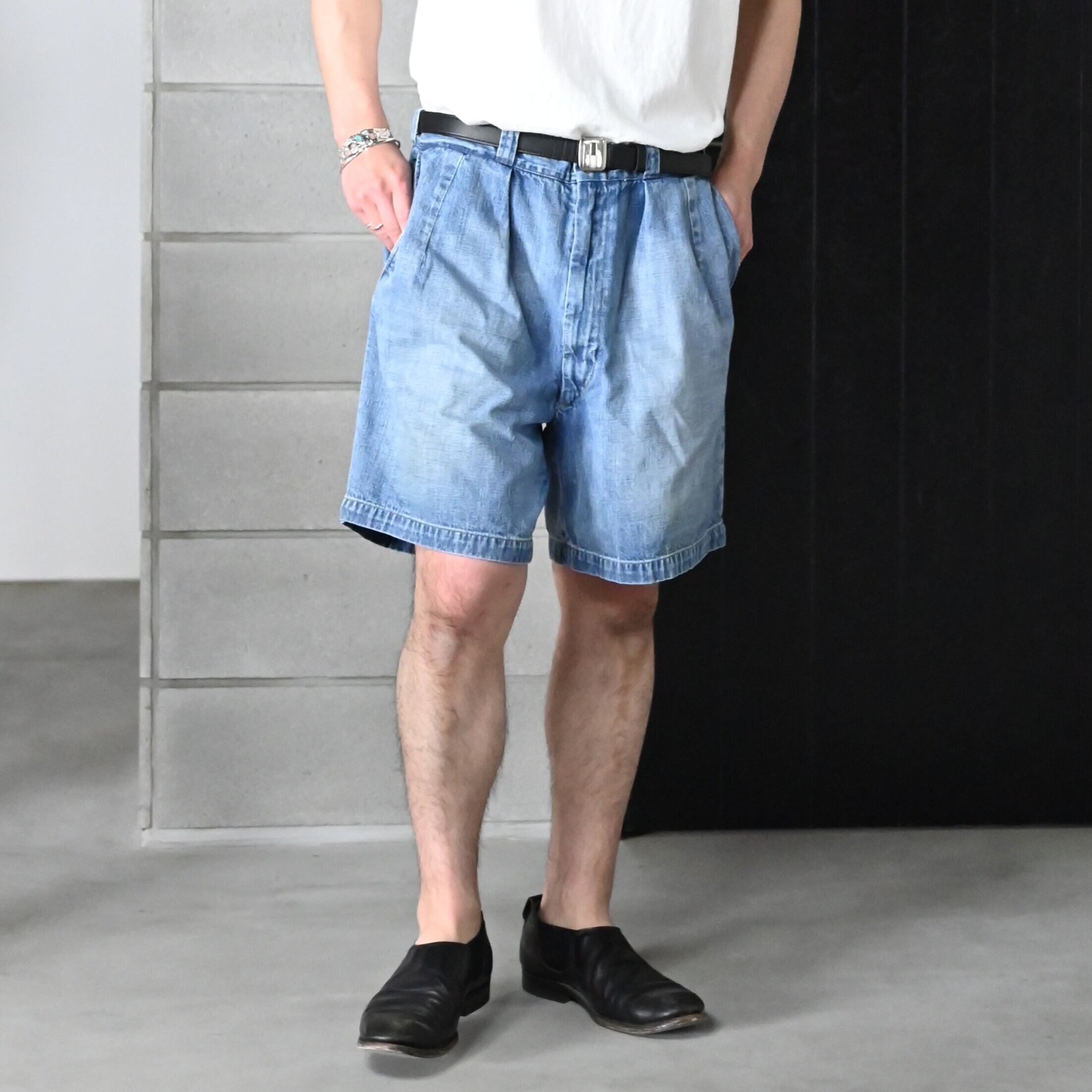 BOWWOW US ARMY SHORTS エイジング加工 ショーツ XL BOWWOW / US ARMY DENIM SHORTS AGED | GANKO