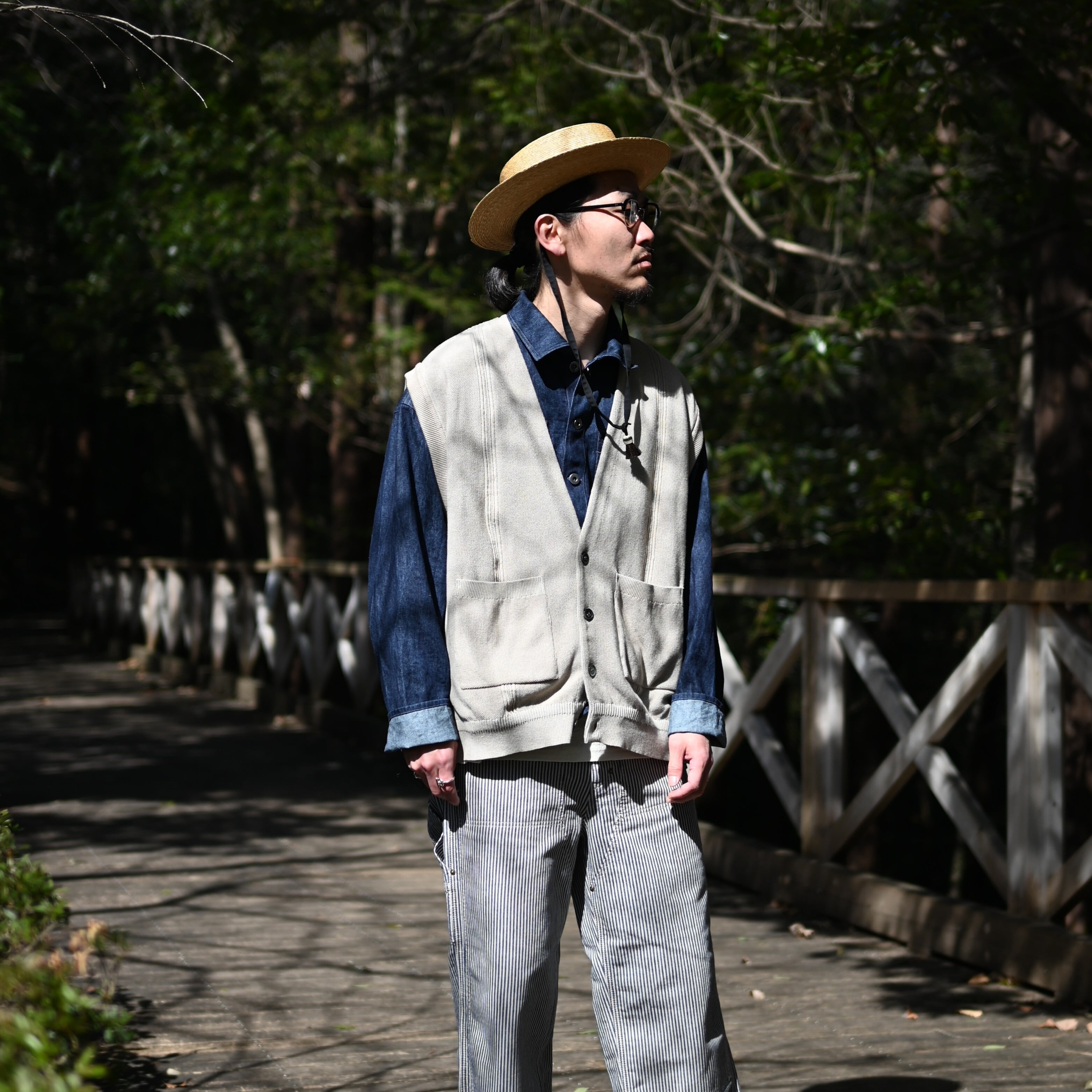 YASHIKI / GANKO別注 ×Shirotsume V-neck Vest(kibata) | GANKO
