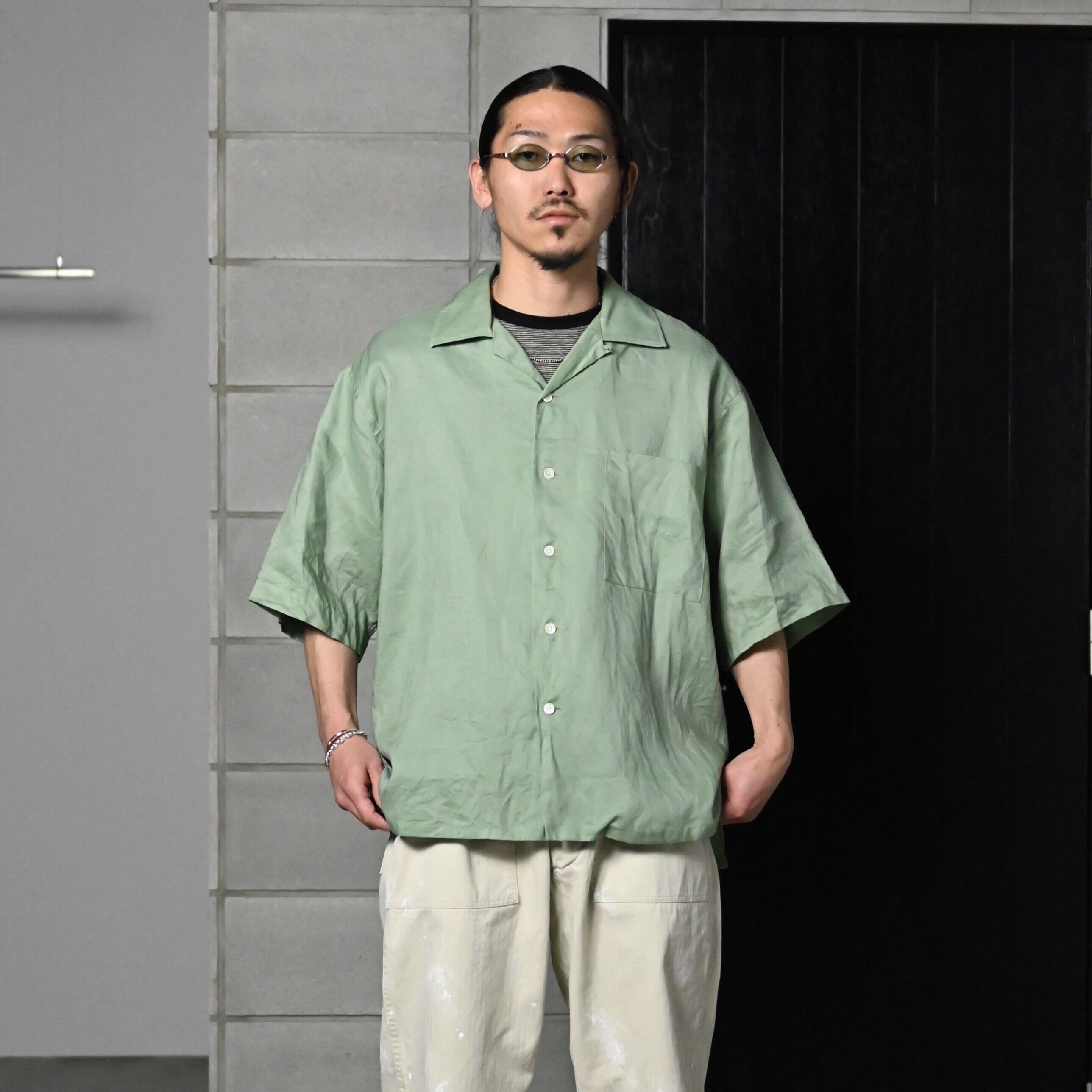 INTERIM / RAMIE SHEER LAWN HYPER BIG S/S OPEN COLLAR SHIRT | GANKO