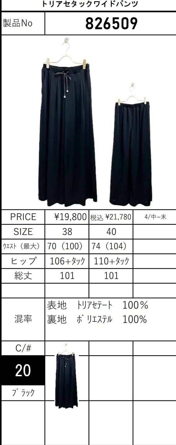 ⭐限定商品⭐【ayane】トリアセタックワイドパンツ 826509 アヤン