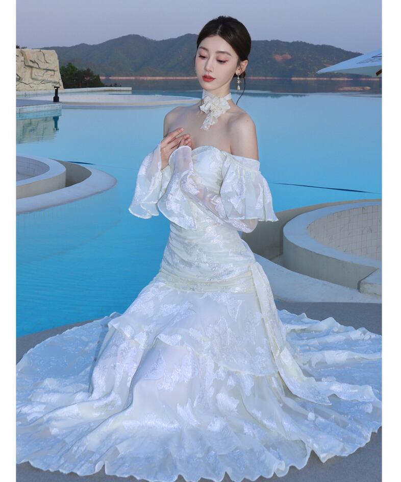 ロングドレス キャバドレス セクシー フレンチ マーメイド バタフライ