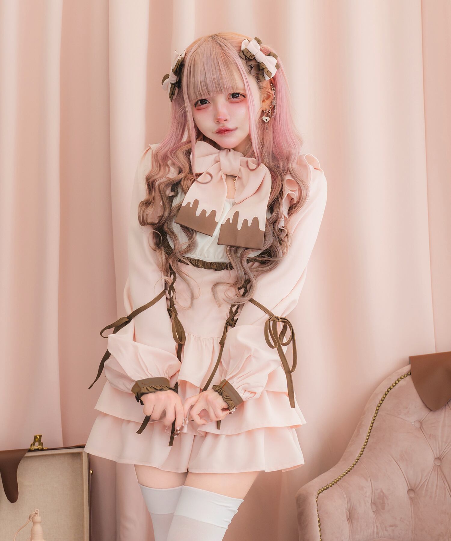 nyanMe にゃんみー セットアップ リボン beige めるてぃーおりぼん | nyan Me.