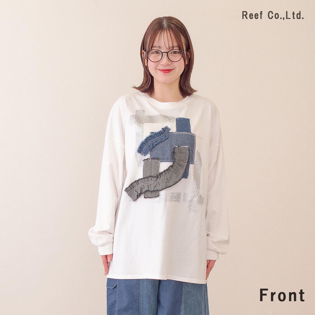 専用出品　デニム　ロンt フレームデニムパッチワーク ロンT】 TF-226968 Brand：ミリロピュール