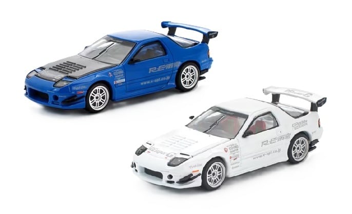 POP RACE 1/64 MAZDA RX7 RE-AMEMIYA RE雨宮ブルー ＆ RE雨宮ホワイト