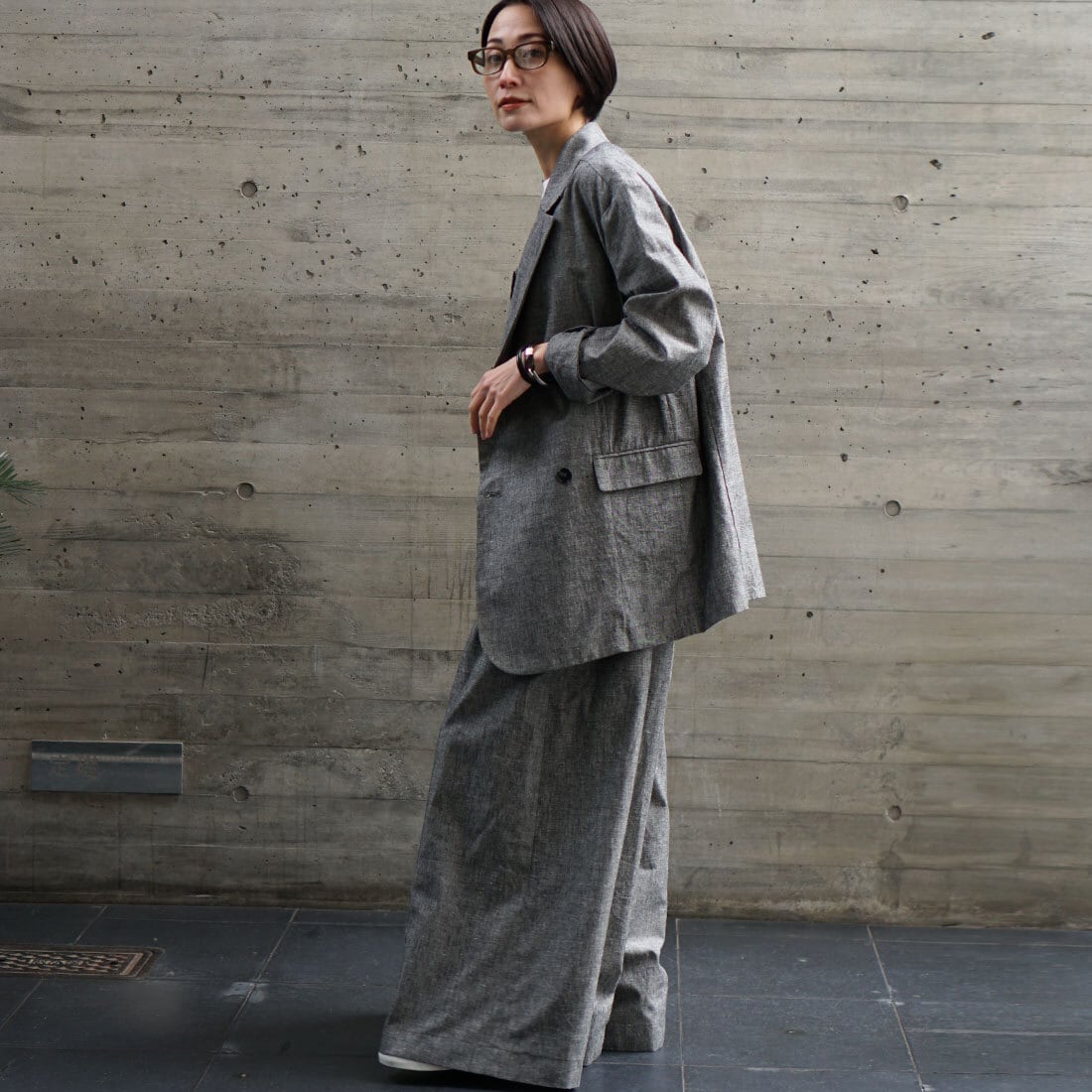 新品未使用　FASHFREN 麻混ライトジャケット　チャコール 麻混ライトジャケット | FASHFREN/ファッシュフレン