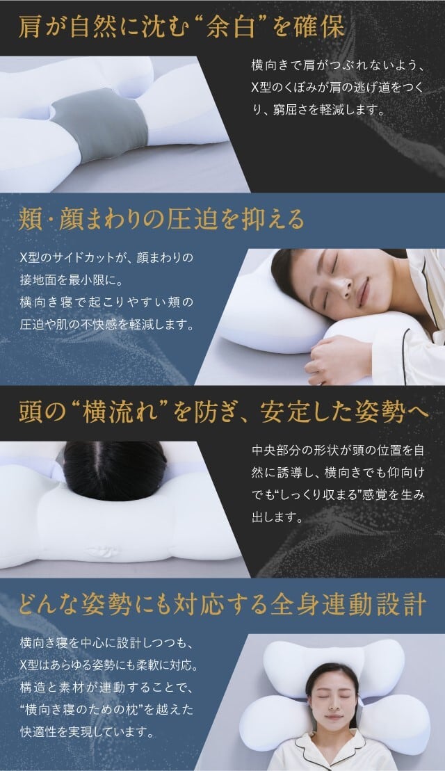 横向き寝特化型まくら「睡速1.0 SIDE-X」【サポートピロー＆専用枕