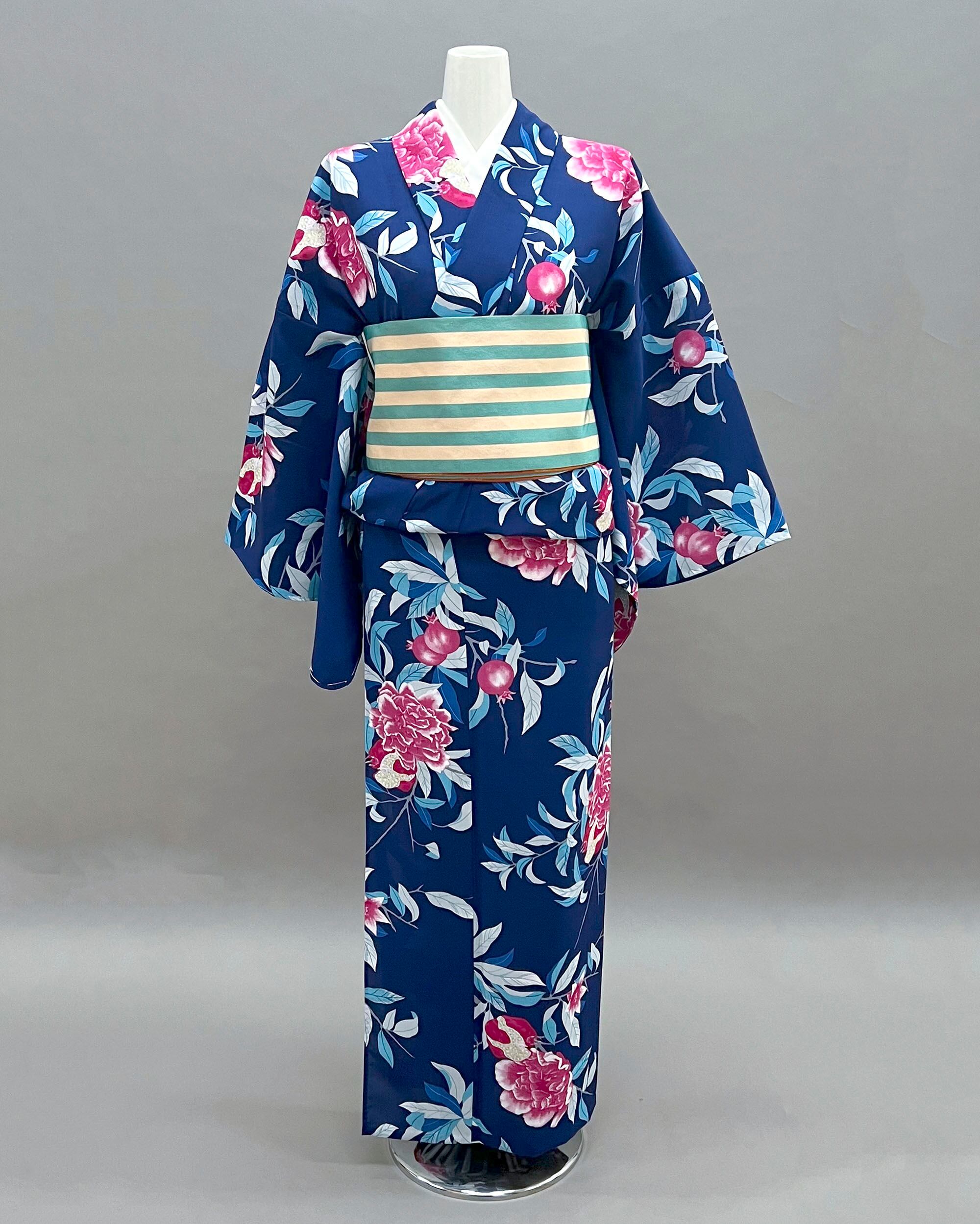 プレタ浴衣 撫松庵 紺地ザクロ | きもの 絹や