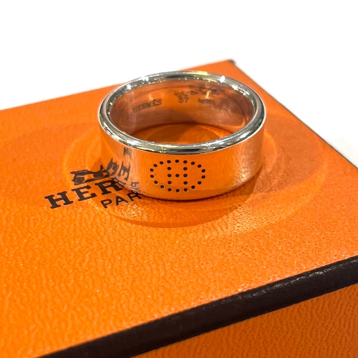 エルメスオレンジレザー時計とシルバーリングセット HERMÈS】【16-16.5号】2432 クラシック リュバンHモチーフリング