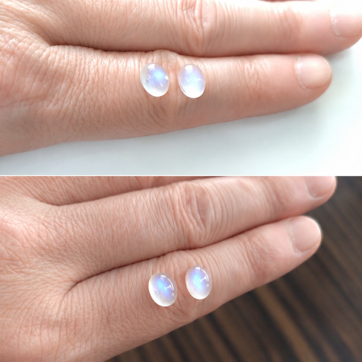 ムーンストーン ルース AAA 2個セット 8×6mm｜6月誕生石 天然石