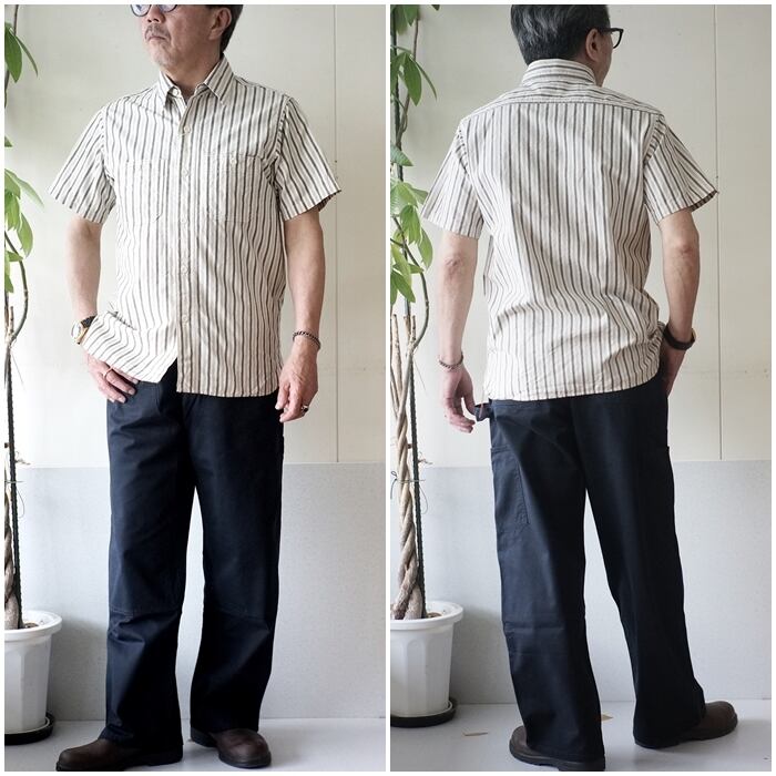 SUGARCANE シュガーケーン 半袖ストライプワークシャツ 39730 ドビー
