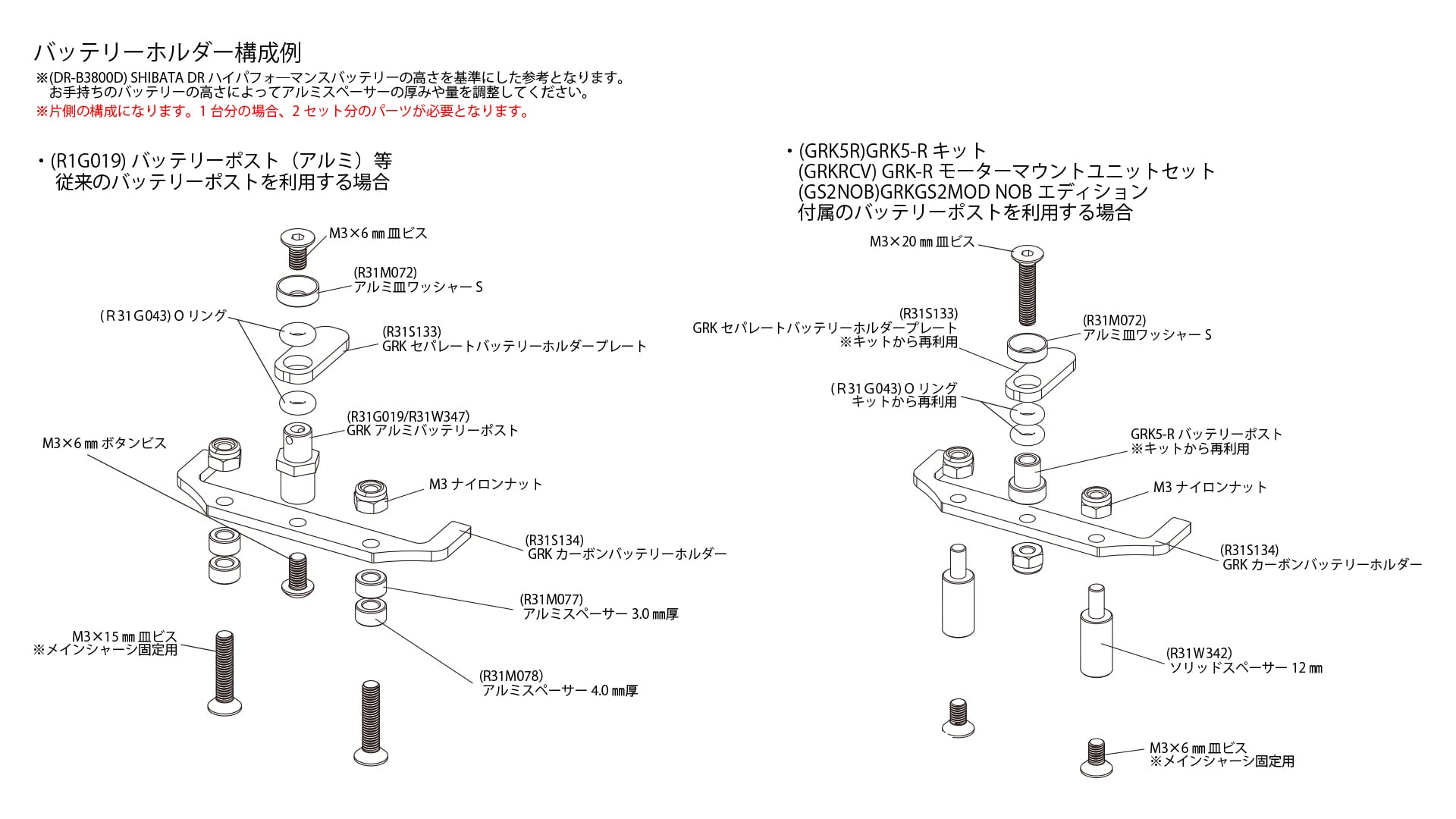 R31S134)GRKカーボンバッテリーホルダー(2枚入り) | DR GRK