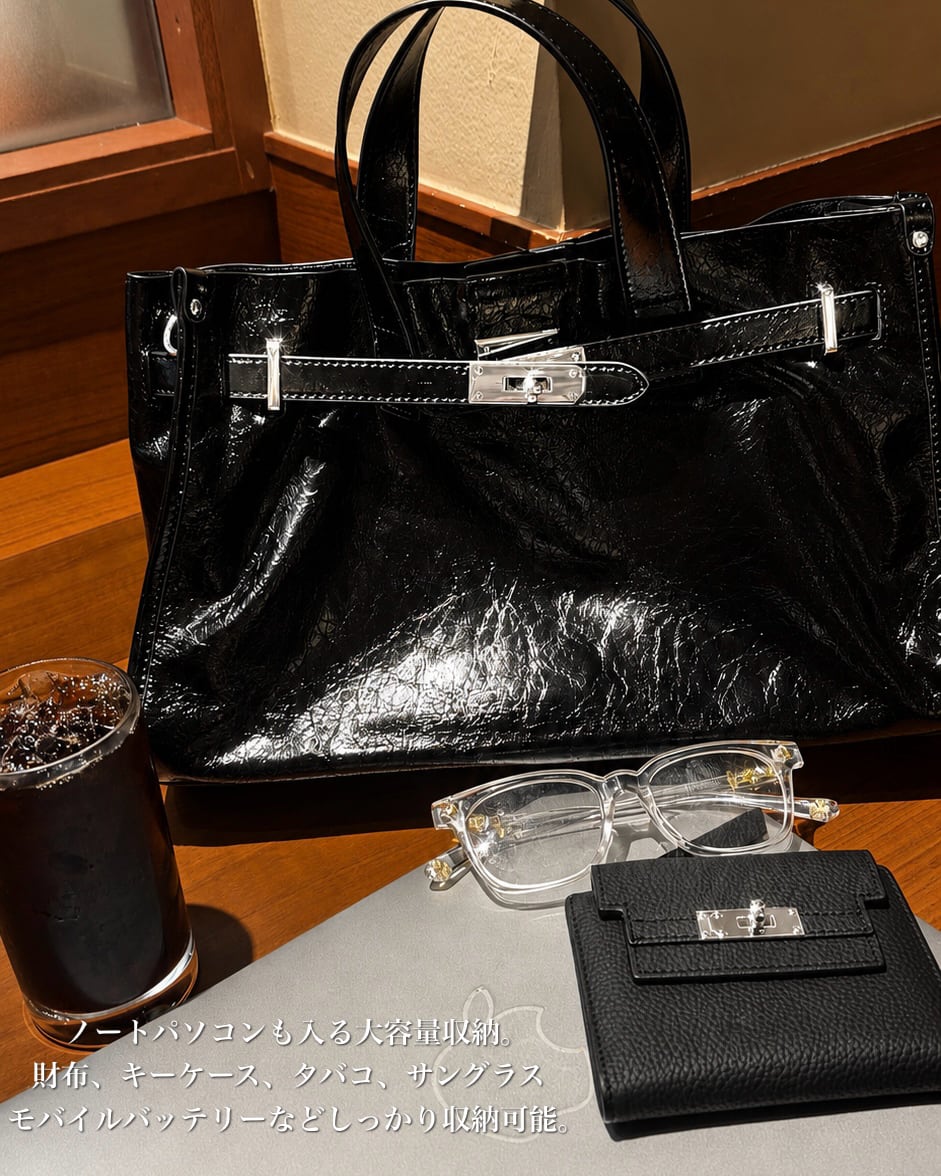 初回限定価格》LUXURY LEATHER ENAMEL BAG 本革ベルト付き【BLB-26004