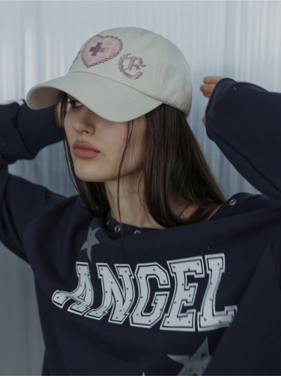 ★Hearts2Hearts イアン 着用！【SETUP-EXE】LEO APPLIQUE BALL CAP / BEIGE