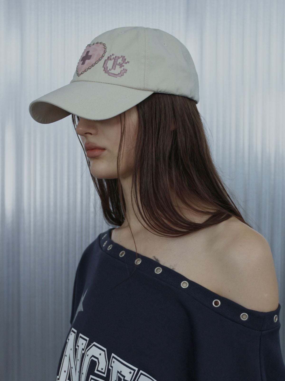 ★Hearts2Hearts イアン 着用！【SETUP-EXE】LEO APPLIQUE BALL CAP / BEIGE